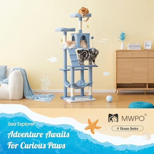 MWPO Ocean-Themed Cat Tree, 70.1-Inch Multi-Level Tall Tower - Image 2