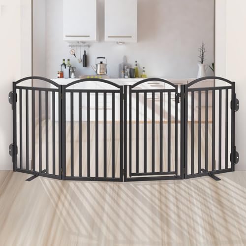 Malier Metal Freestanding Dog Gates, Outdoor Indoor Dog Fences, Extra Wide by Malier