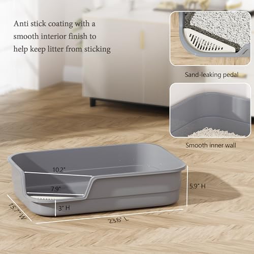 Vealind Extra Large Cat Litter Box High Sided and Low Entry Litter Tray - Image 4