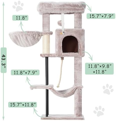 Gitelsnour Cat Tree, 43.3'' Cat Tower - Image 3