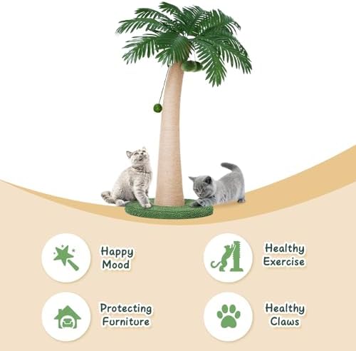 43.3inch Palm Tree Shape Style Sisal Cat Tree Scratching Post Cats, Wear - Image 5