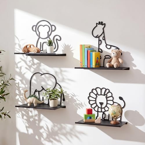 Sieral 4 Pcs Safari Wall Shelf Metal Safari Wall Decor Bookshelf - Image 3