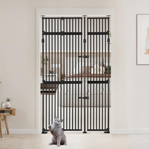 unipaws 86" High Extra Tall Cat Gate, Auto Closing and No Drilling by unipaws