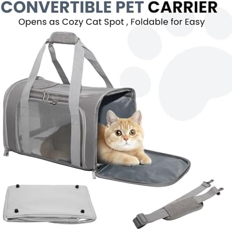 Soft-Sided Cat Carrier 18x11x11 in Expandable Travel Pet Bag 15LBS - Image 6
