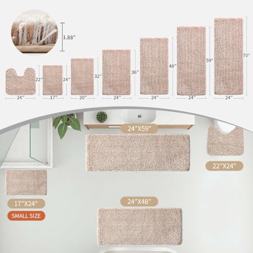 Disolla Beige & White Bathroom Rugs 20x32, Non-Slip Plush Thick Bath Mat - Image 3