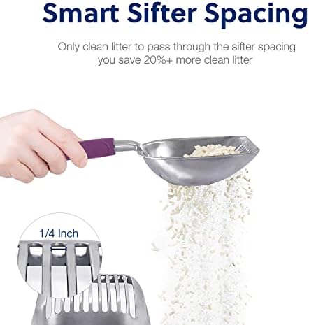 WePet Cat Litter Scoop, Aluminum Alloy Sifter, Kitty Metal Scooper, Deep Shovel - Image 3
