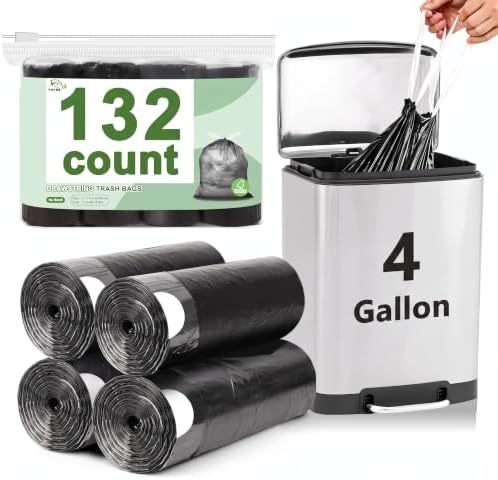 4 Gallon Drawstring Trash Bags by YUFDA