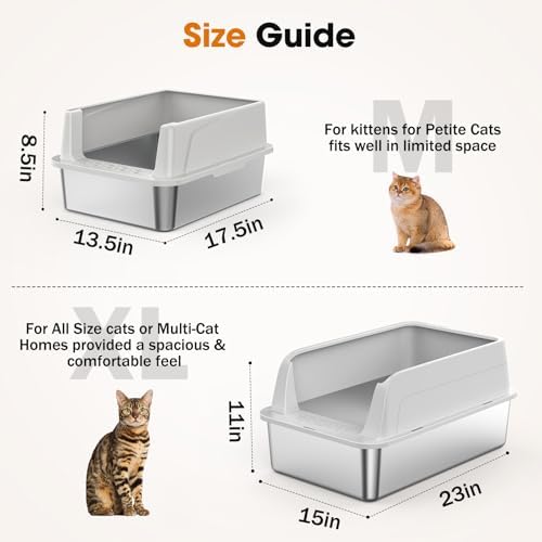 2PACK Stainless Steel Litter Box, Extra Large Litter Boxes - Image 2