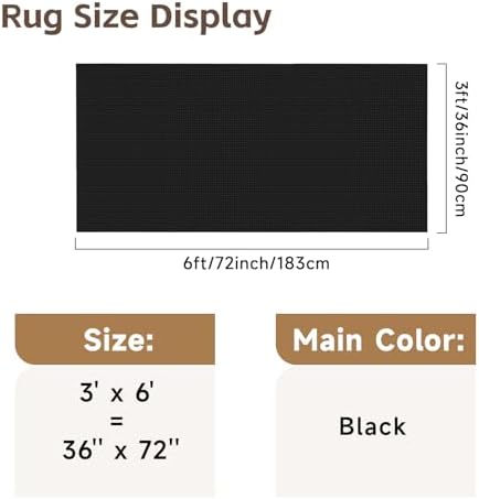 3x6 Bathroom Runner Rug: Super Absorbent Soft Waffle Bath Mat Black - Image 2