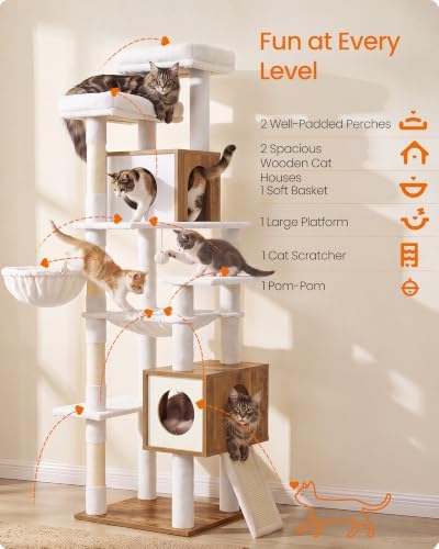 Feandrea Tall Cat Tree, 8-Tier Wood Tower - Image 3
