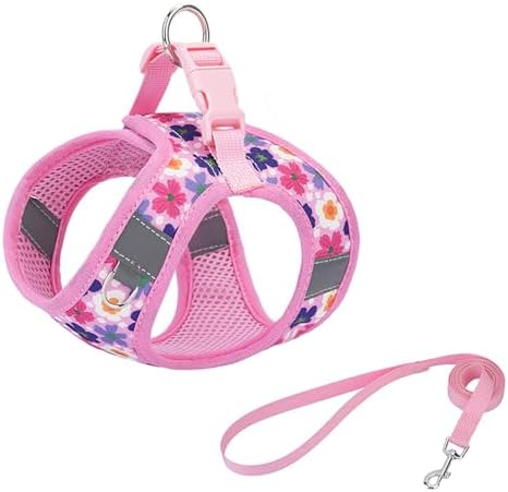 Small Dog Harness Cute Pink Flowers Step in Vest Harness - Image 3