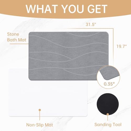 THMINS 2 Pack Extra Large Stone Bath Mat - Image 4