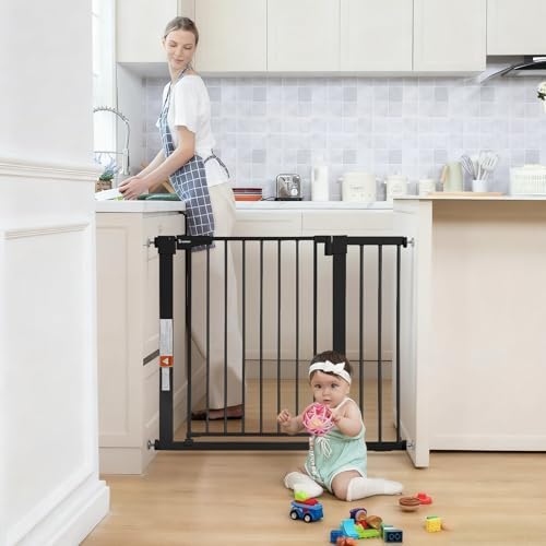 COMOMY 30" Tall Baby Gate for Stairs Doorways, Fits 29.5" to 40.5" Openings - Image 2