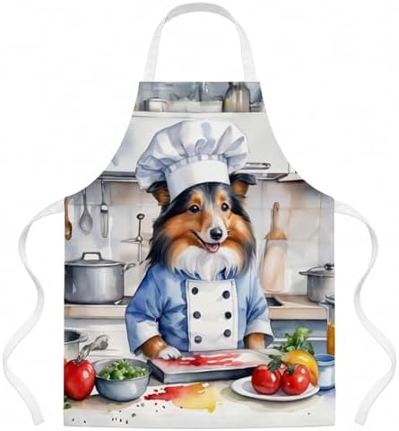 Caroline's Treasures Sheltie The Chef Apron Cooking Kitchen Server Baking by CarolinesTreasures