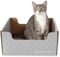 Hide & Scratch Cardboard Cat Scratcher Box & Bed Light Grey Diamond Pad by HideScratch