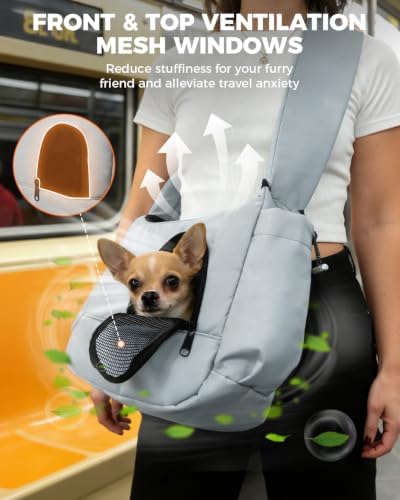 Lightweight Pet Sling Carrier for Small Dogs Under 7Lb, Light Grey - Image 3