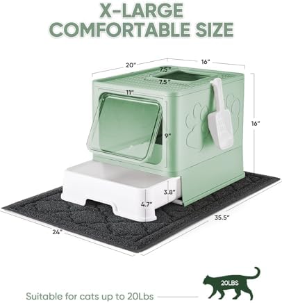 Medario Cat Litter Box with X-Large Litter Mat and Scoop - Image 4