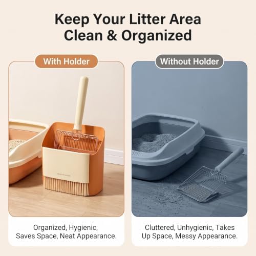 Cat Litter Scoop with Holder, Stainless Steel Litter Box Scoop Set with Stand - Image 5
