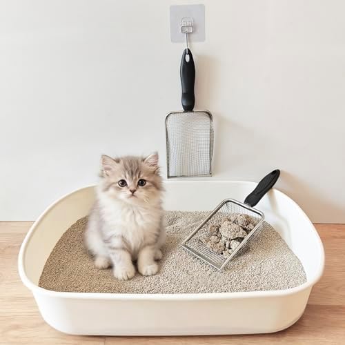 2Pcs Cat Litter Scoop Metal Stainless Steel Mesh Kitty Litter Scoop - Image 2