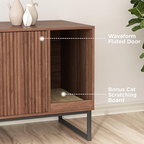 Cat Litter Box Enclosure, Fluted Hidden Litter Box Furniture - Image 2