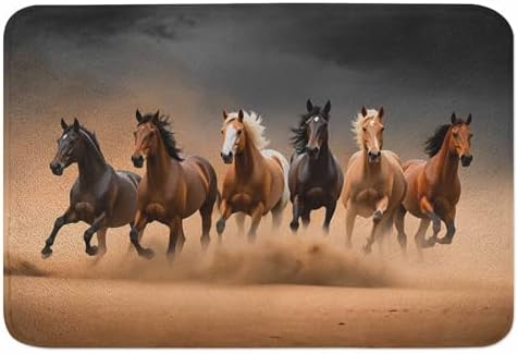 Horse Bath Mat for Bathroom Horse Herd Run in Desert Sand Storm Bath Rugs Door by Unknown