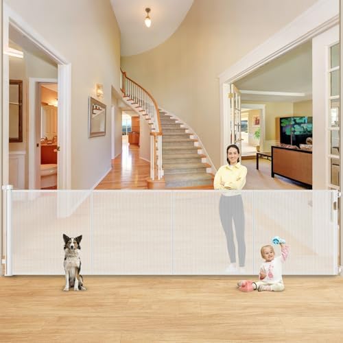 Reinforced 42” Extra Tall X 159” Extra Wide Retractable Gate Indoor Prevent by Babyproofingoutletcovers