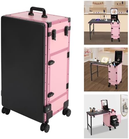 Portable Rolling Travel Nail Desk, Foldable Nail Tables Travel Cosmetic Trolley - Image 7