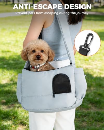 Lightweight Pet Sling Carrier for Small Dogs Under 7Lb, Light Grey - Image 4