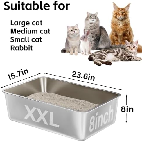 Stainless Steel Litter Box, XXL Metal Cat Litter Box - Image 3