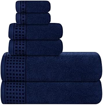 GLAMBURG 100% Cotton Ultra Soft 6 Pack Towel Set, Contains 2 Bath Towels 28x55 by GLAMBURG