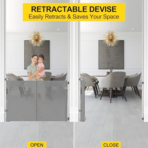 Reinforced 42" Extra Tall Retractable Baby Gates, Extends up to 60" Wide - Image 5