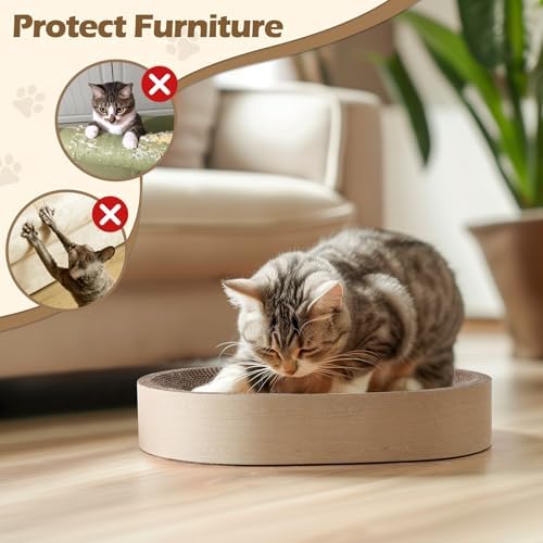 ComSaf Cat Scratcher Bed, Oval Cardboard Scratching Board - Image 6