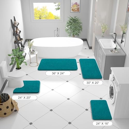 OLANLY Bathroom Runner Rugs 44x24, Soft Absorbent Chenille Bath Rugs, Rubber - Image 2