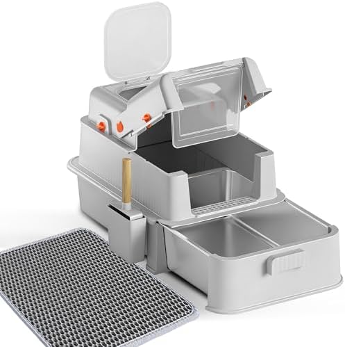 Homegroove Enclosed Stainless Steel Cat Litter Box by homegroove