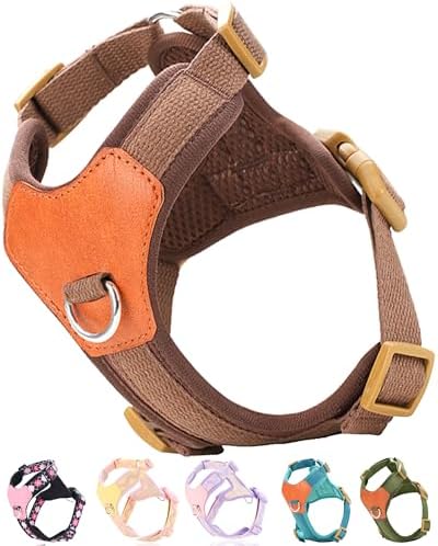 Brown xs Dog Harness for Small Dogs, No Pull Dog Harness by SOLMOONY