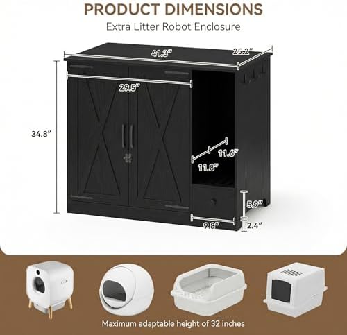 Large/Tall Cat Litter Box Enclosure Furniture, Hidden Self-Cleaning Litter - Image 2
