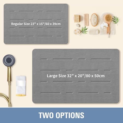 OTHWAY Large Stone Bath Mat, Long Non-Slip Diatomite Hard Stone Shower Mat - Image 3