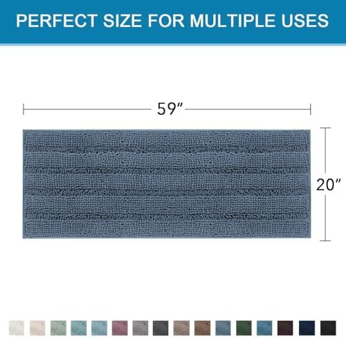 H.VERSAILTEX Bath Rugs for Bathroom Non Slip Bath Mats Thick Chenille Striped - Image 2