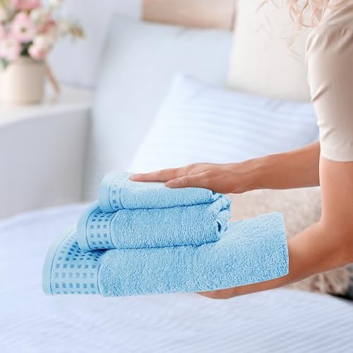 GLAMBURG Ultra Soft 3 Pack Cotton Towel Set, Contains a Bath Towel 28x55 inch - Image 4