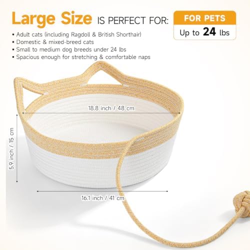 Cotton Rope Woven Cat Bed, Instinct Pet Basket - Image 3