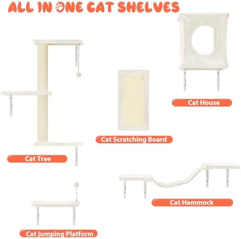 NUNU LAB Cat Wall Shelves Set, Scratching Post, Wall Shelves - Image 4