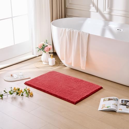 CozeCube Christmas Red 36"x24" Shaggy Non Slip Soft Washable Bath Mat - Image 2