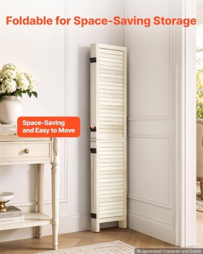 VEVOR Wood Room Divider 4 Panels 67 in Tall Wood Folding Privacy Screen | - Image 5