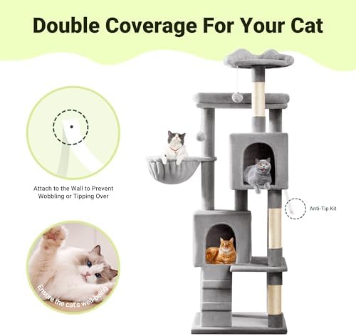 Allewie 64 Inches Multi-Level Cat Tree Tower - Image 7