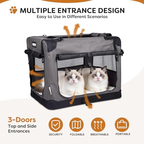 JESPET 3 Door Soft Dog Crates Kennel, Collapsible Travel Pet Carrier - Image 3
