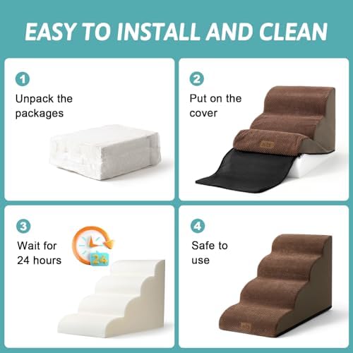 COZY KISS Dog Stairs for Small Dog 22.6" H, 5 Step Pet Ramp for Bed - Image 4