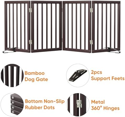 Freestanding Dog Gate Folding Brown Dog Gates - Image 4