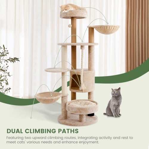 64 Inches Multi Level Cat Tree Tower Indoor Large Cats Furniture - Image 3