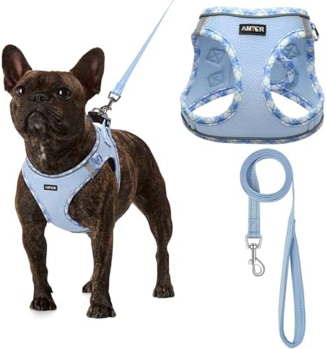 AMTOR Small Dog Harness with Leash Set, No Escape Easy Walk Puppy Harnesses by AMTOR