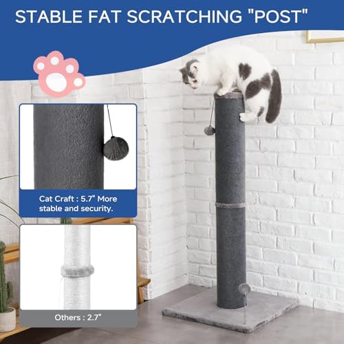 Cat Craft 41" Tall Short Plush Cat Scratching Post - Image 2